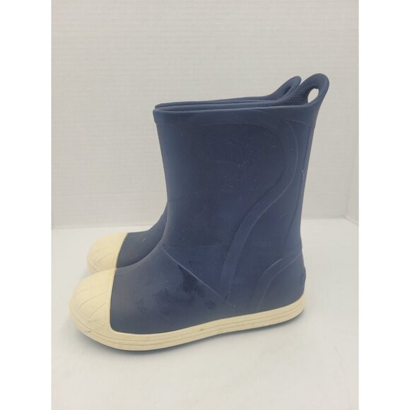 Crocs Navy Blue Bump It Boots Jr Size 1 Pull On Waterproof Rainboot - Picture 6 of 12